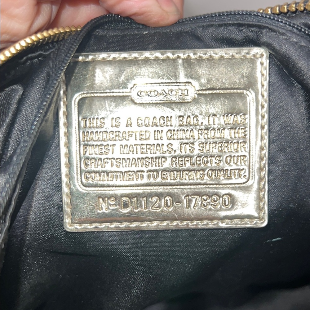 Coach Signature Poppy Canvas Tote with Black Patent Leather Trim - Picture 6 of 11